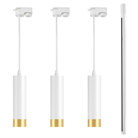Szynoprzewód Zestaw Szyna 1m + 3x Lampa LED GU10 Biała Złota Miedziana Tuba LEDLUX