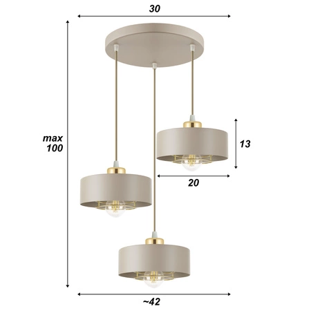 Lampa Wisząca Sufitowa Plafon Żyrandol Beżowa Ecru Kaszmir Loft Edison LX1185