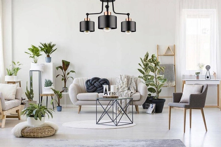 Lampa Sufitowa LX- 1036 Czarna + Miedź 3x E27 LEDLUX