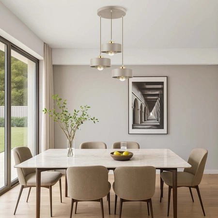 Lampa Wisząca Sufitowa Plafon Żyrandol Beżowa Ecru Kaszmir Loft Edison LX1185