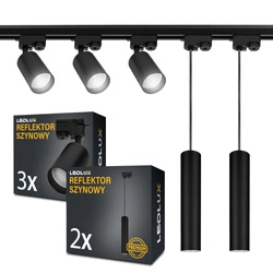 Zestaw Szynoprzewód Szyna 2m + 3x reflektor 2x lampa wisząca Gu10 LEDLUX