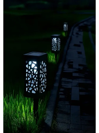 Lampa Solarna Ogrodowa LED Wbijana Do Ogrodu Zewnętrzna Barwa Zimna Wzorek Latarenka Dekoracyjna LSOL-053 LEDLUX