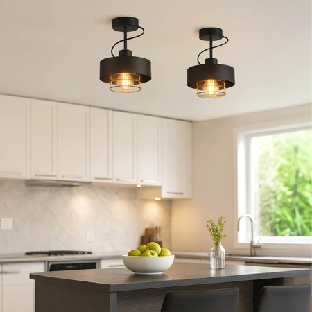 Lampa Sufitowa LX- 1259 Czarna + Miedź 1x E27 LEDLUX