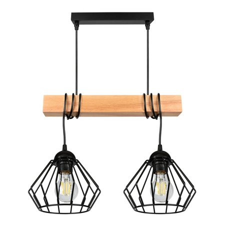 Lampa Wiszaca LX- 1395 Czarna + Drewno 3x E27 LEDLUX