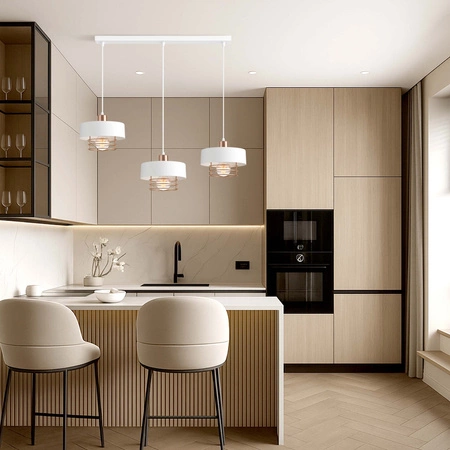 Lampa Wisząca LX- 1186 Biała + Miedź 3x E27 LEDLUX