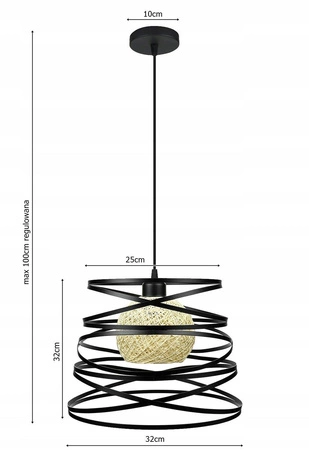 Lampa Wisząca LX- 1072 Czarna 1x E27 LEDLUX