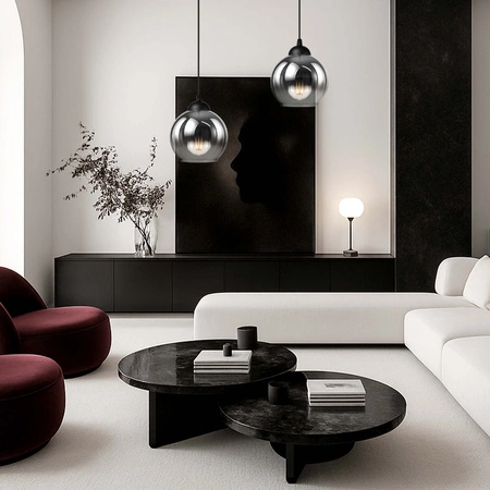 Lampa sufitowa wisząca LED szklana kula dymione szkło E27 GLAMOUR LX1328