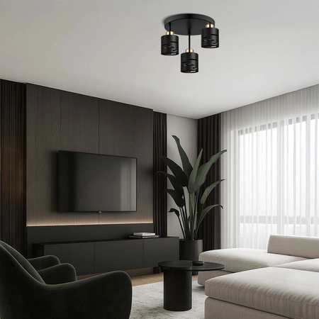 Lampa Wisząca Sufitowa Żyrandol Czarna Złota LX1431