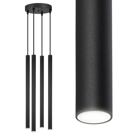 Lampa Sufitowa Wisząca Plafon Żyrandol Tuba Sopel Czarna 4x G9 Modern LX-1153 LEDLUX