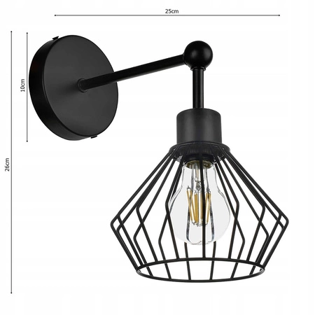 Kinkiet Lampa Ścienna LX- 1026 Czarna 1x E27 LEDLUX