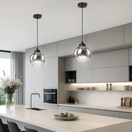 Lampa sufitowa wisząca LED szklana kula dymione szkło E27 GLAMOUR LX1328