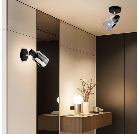 Lampa Sufitowa Wisząca Kinkiet 2w1 Szklana Nowoczesna do Salonu E27 Czarna LX-1093 LEDLUX