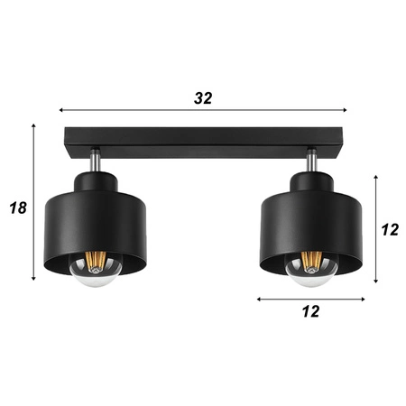 Lampa Sufitowa LX- 1107 Czarna 2x E27 LEDLUX