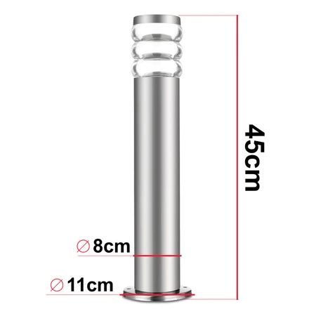 Lampa Ogrodowa Stojąca Słupek E27 LX- 700 Inox 45cm LEDLUX