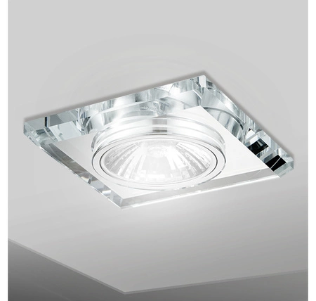 Zestaw 4x Oprawa Halogenowa Szklana LX-7005 Lustrzana Kwadratowa + Żarówka LED GU10 4,5W biała zimna LEDLUX