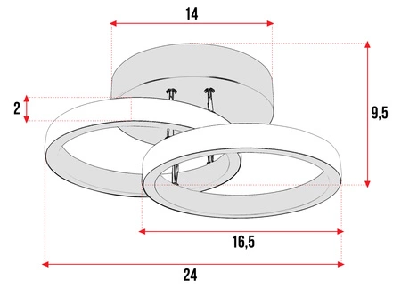 Lampa Sufitowa Wisząca LED Dwa Koła LX- 937 18W Czarna 4000K LEDLUX