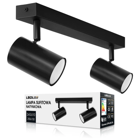 LAMPA SUFITOWA 2xGU10 czarna regulowana SPOT oprawa halogenowa natynkowa OPN-002 2x GU10 BLACK