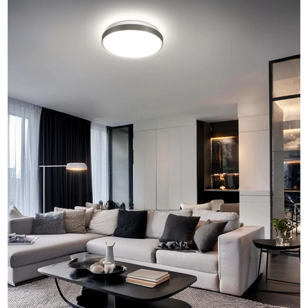 Zestaw Plafon Lampa Sufitowa LX- 923 Biała-Srebrna + 2x Żarowka LED E27 A60 10W=100W 1000lm biała ciepła 3000K LEDLUX