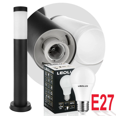 Lampa Ogrodowa Stojąca Słupek E27 LX- 710 Czarna 90cm LEDLUX