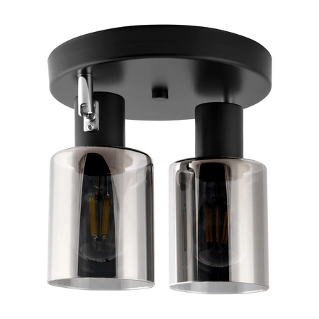 Lampa Sufitowa Wisząca Żyrandol Czarna Szklana Tuba 2x E27 LX-1090 LEDLUX