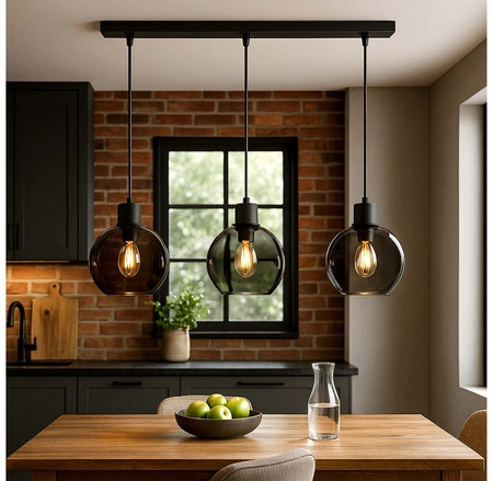 LAMPA SUFITOWA wisząca ŻYRANDOL PLAFON LED szklane kule Dymiona MODERN LX- 1141 Czarna 3x E27 LEDLUX