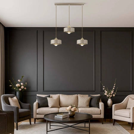 Lampa Wisząca Sufitowa Plafon Żyrandol Beżowa Ecru Kaszmir Loft Edison LX1186