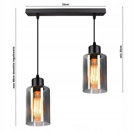 Lampa Wisząca LX- 1220 Czarna 2x E27 LEDLUX