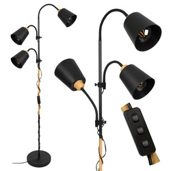Lampa Podłogowa stojąca 3xE27 nowoczesna Czarna Regulowana do salonu Loft LPD-006 BLACK E27 LEDLUX