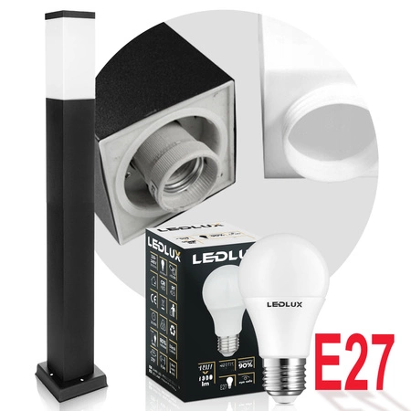 Lampa Ogrodowa Stojąca Słupek E27 LX- 810 Czarna 90cm LEDLUX