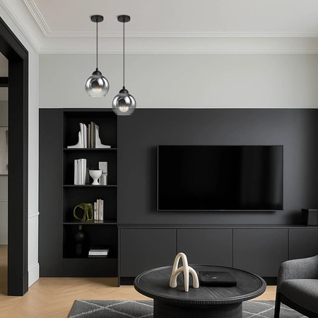 Lampa sufitowa wisząca LED szklana kula dymione szkło E27 GLAMOUR LX1328