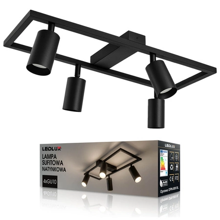 LAMPA SUFITOWA 4xGU10 czarna regulowana SPOT oprawa halogenowa natynkowa OPN-009 4x GU10 BLACK