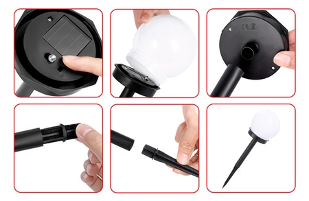 Lampa Solarna LED biała kula 10cm LSOL-001 LEDLUX