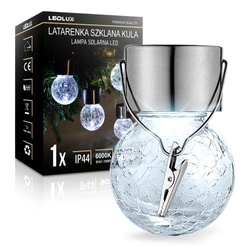 Lampa Solarna LED Ogrodowa Dekoracyjna Kula IP44 Latarenka Szklana Kula LSOL-014 LEDLUX