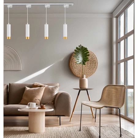 Szynoprzewód Zestaw Szyna 1m + 3x Lampa LED GU10 Biała Złota Miedziana Tuba LEDLUX