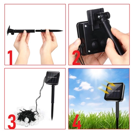 Girlanda Solarna 11,6m 100 LED Kulki Dekoracja Ogrodu Oświetlenie Zewnętrzne LSOL-039 LEDLUX