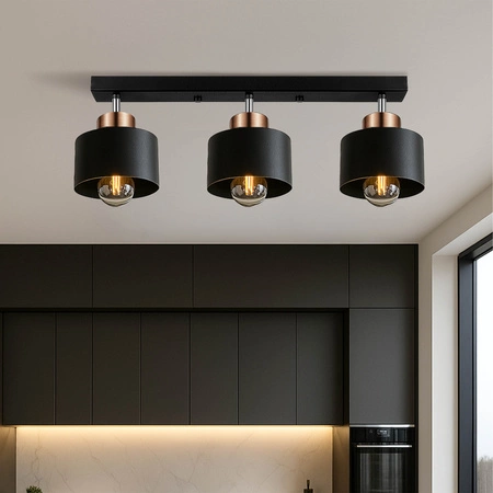 Lampa Sufitowa LX- 1031 Czarna + Miedź 3x E27 LEDLUX