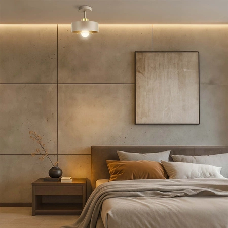 Lampa sufitowa wisząca Żyrandol PLAFON E27 BEŻOWA kaszmir ECRU ZŁOTO LX1259