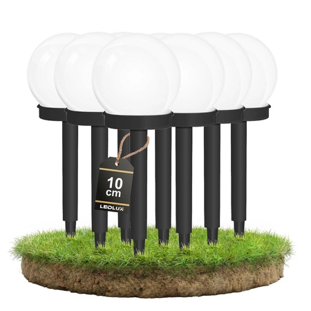 8x Lampa Solarna LED biała kula 10cm LSOL-001 LEDLUX