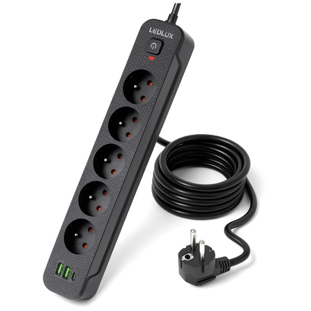 Przedłużacz Listwa Zasilająca Sieciowa 5 Gniazd 230V 3M 3x USB Ładowanie