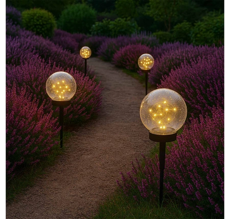 Lampa Solarna Ogrodowa LED Wbijana Ozdobna Dymiona Kulka Kula Szpikulec LSOL-049 LEDLUX