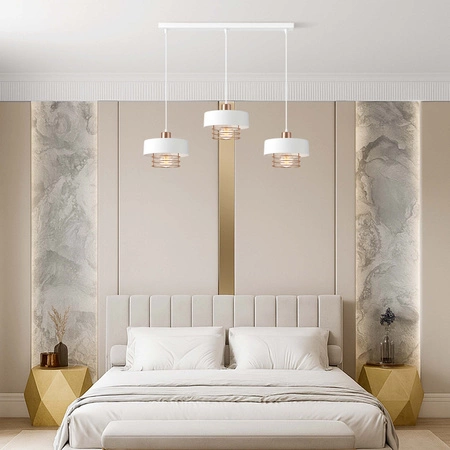 Lampa Wisząca LX- 1186 Biała + Miedź 3x E27 LEDLUX