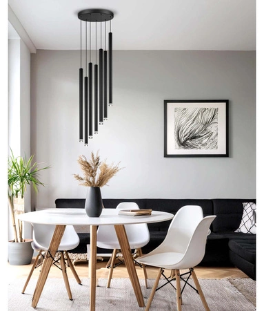 Lampa Sufitowa Wisząca Plafon Żyrandol Tuba Sopel Czarna 7x G9 Modern LX-1175 LEDLUX