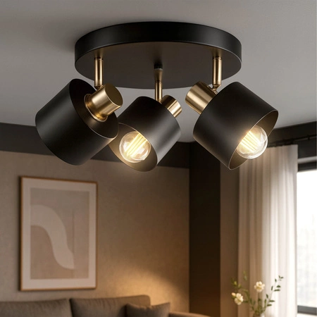 Lampa Sufitowa Żyrandol Plafon Czarna złota E27 Nowoczesna LED LX-1433