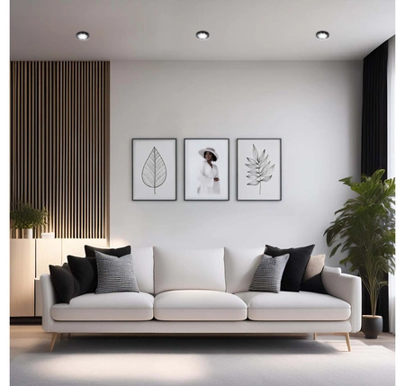 Zestaw 6x Oprawa Halogenowa Szklana LX- 7002 Czarna Okrągła + Żarówka GU10 5,5W biała zimna LEDLUX