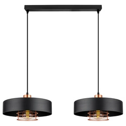 Lampa Wisząca LX- 1105 Czarna + Miedź 2x E27 LEDLUX