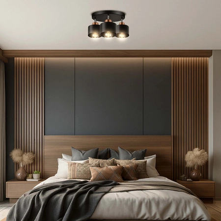 Lampa Sufitowa LX- 1040 Czarna + Miedź 3x E27 LEDLUX