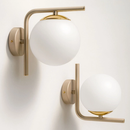 Kinkiet ścienny szklana kula E27 ZŁOTO-BEŻOWY nowoczesny glamour LX1428 Kaszmir