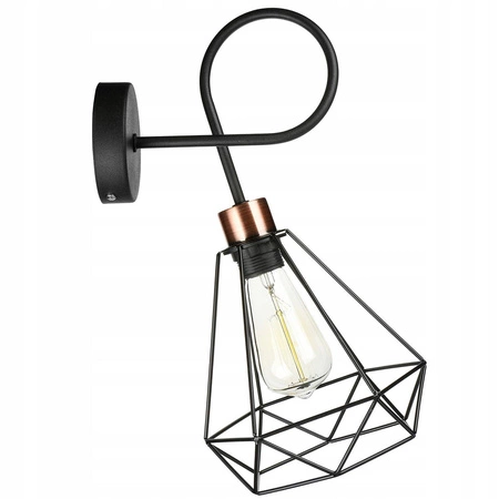 Kinkiet Lampka Ścienna LX-1257 Czarna + Miedź 1x E27 LEDLUX