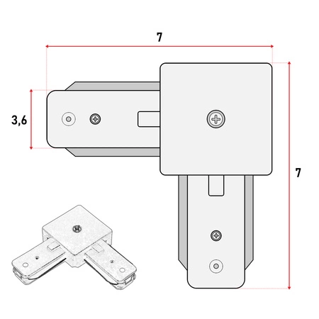Łącznik Kątowy do Szyn Oświetleniowych LED Typ L Biały LEDLUX