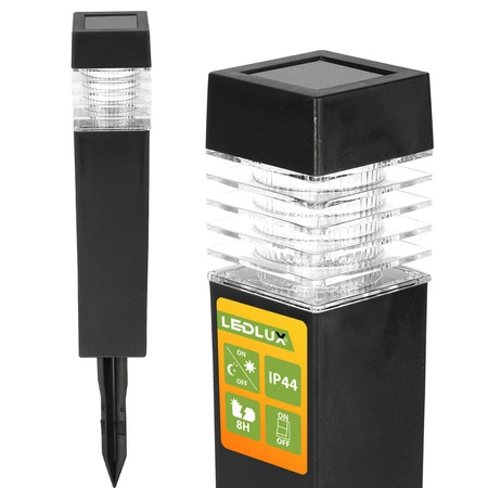 Lampa Solarna LED SŁUPEK OGRODOWY Czarny WBIJANY Ozdobny PREMIUM LSOL-003 LEDLUX